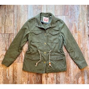 Levi Strauss & Co Womens XS Olive Green Utility Field Jacket Military Drawstring